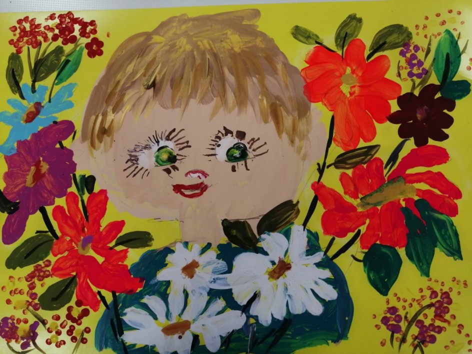 Я маме сделаю открытку, букет цветов ей подарю,