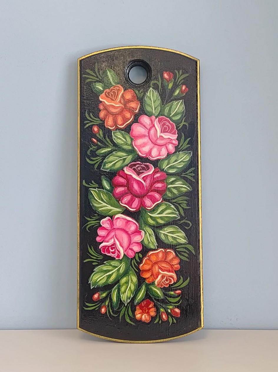 Разделочная доска "Жостовская роза"