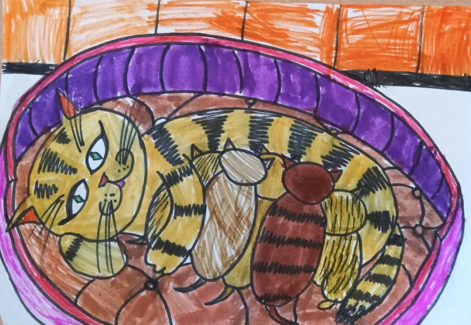 "Мама кошка с котятами"