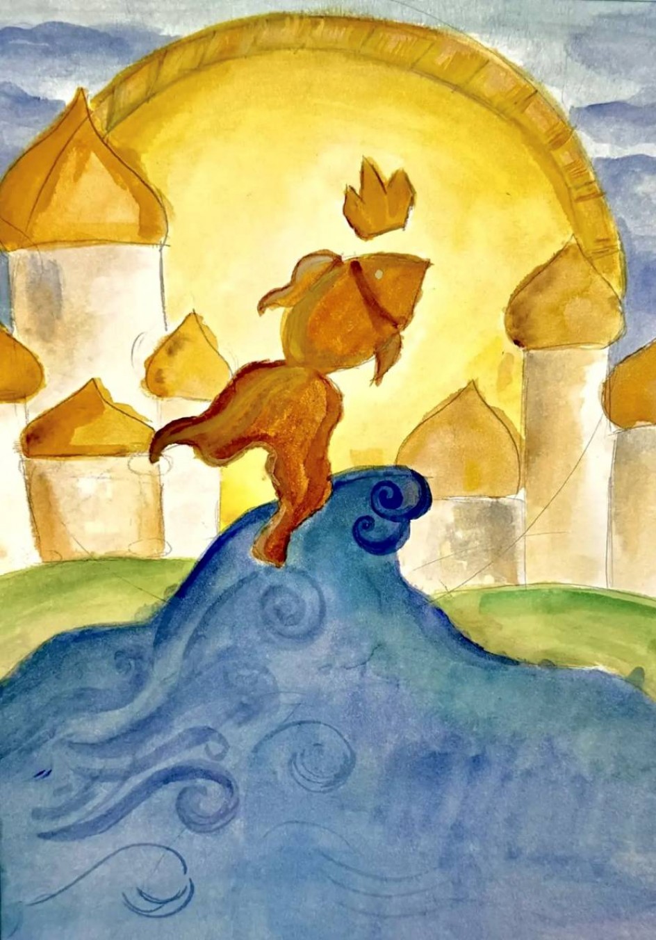 Иллюстрация к сказке «Золотая рыбка»