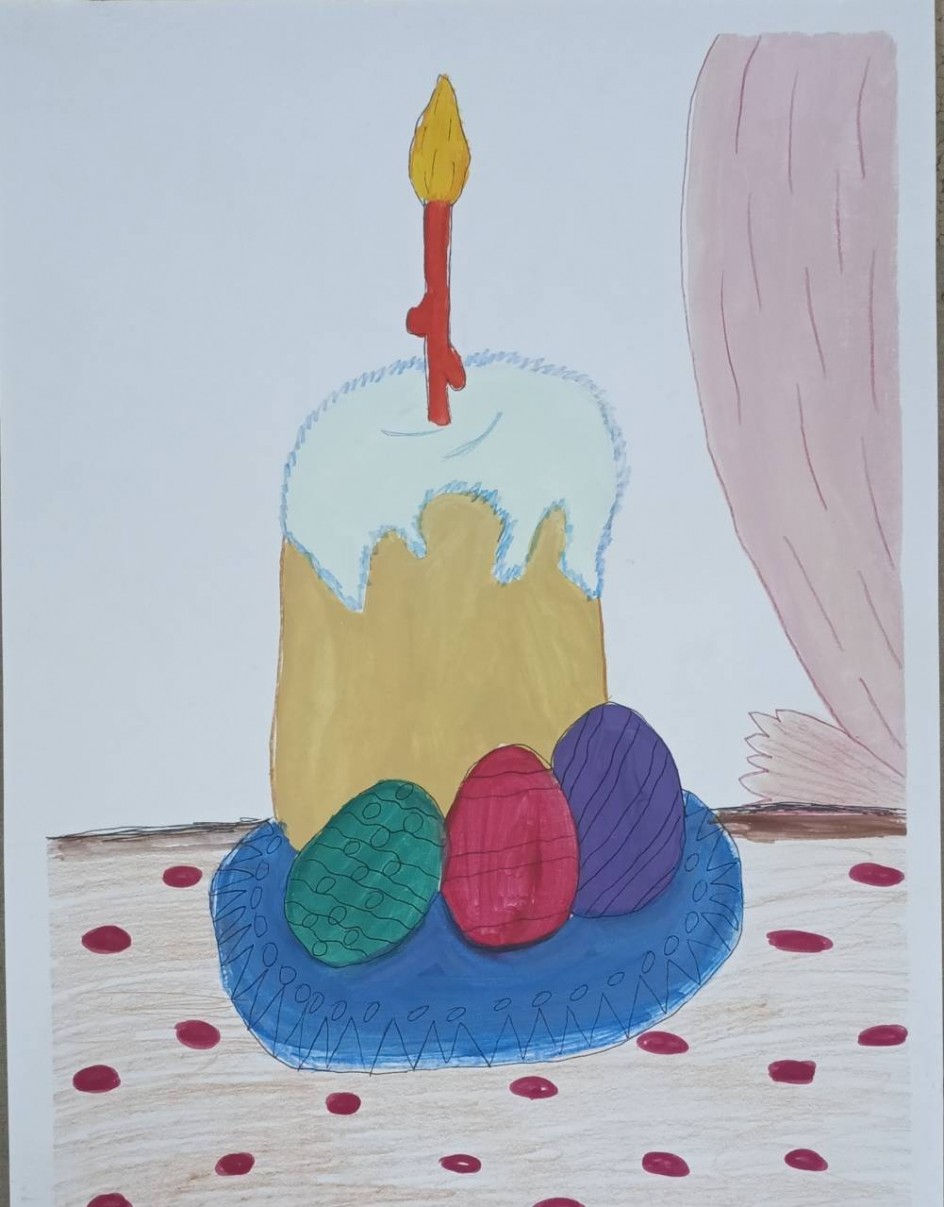 Пасхальный кулич со свечкой