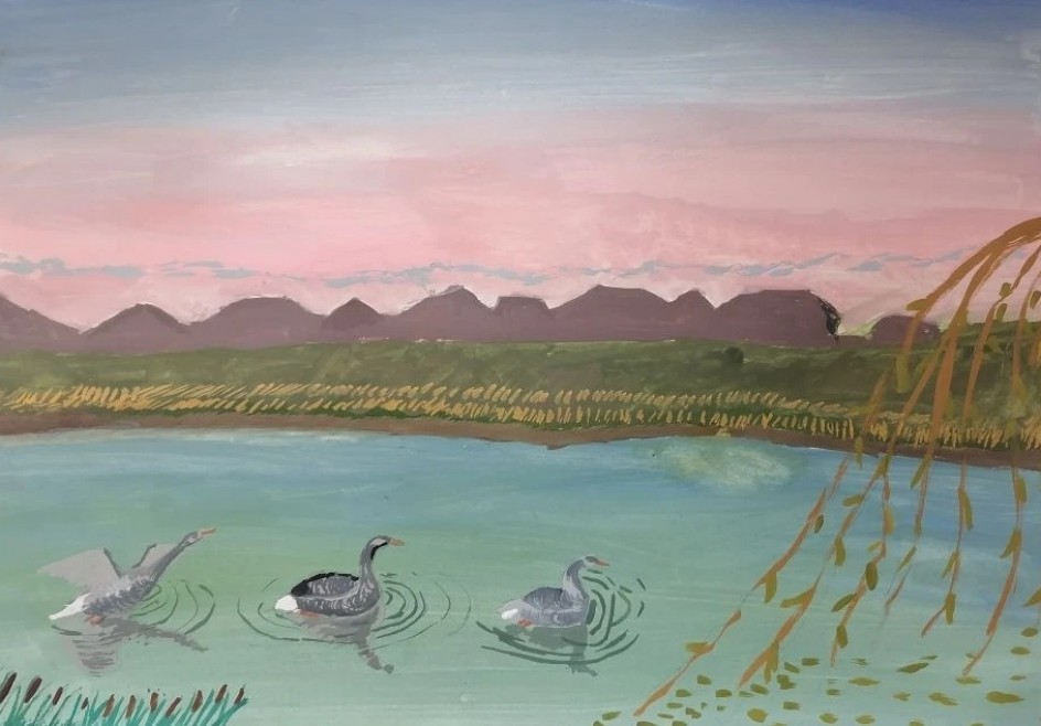 Осеннее утро на пруду