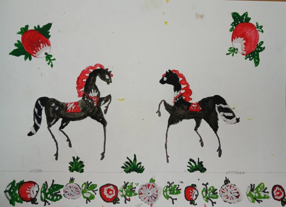 Городецкая роспись. Кони