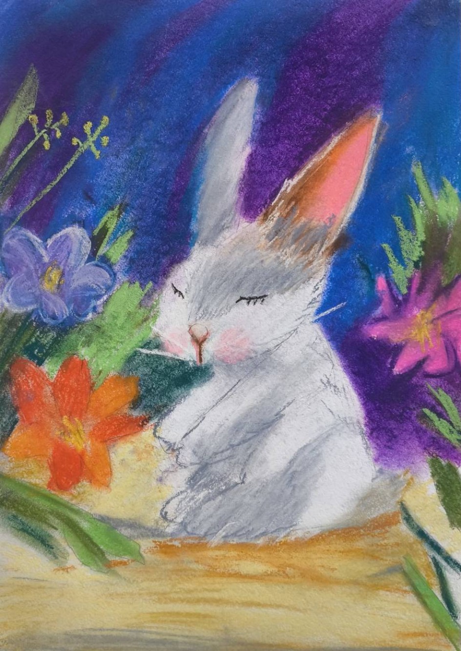 «Зайчик среди цветов»