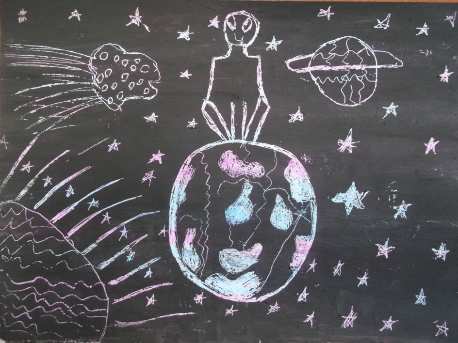 Граттаж "В космосе"