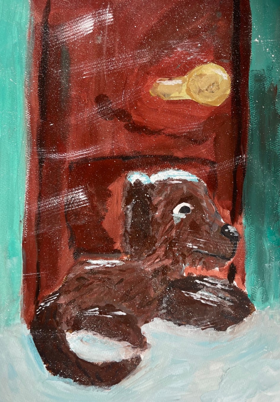 "Каштанка засыпает у дверей подъезда"