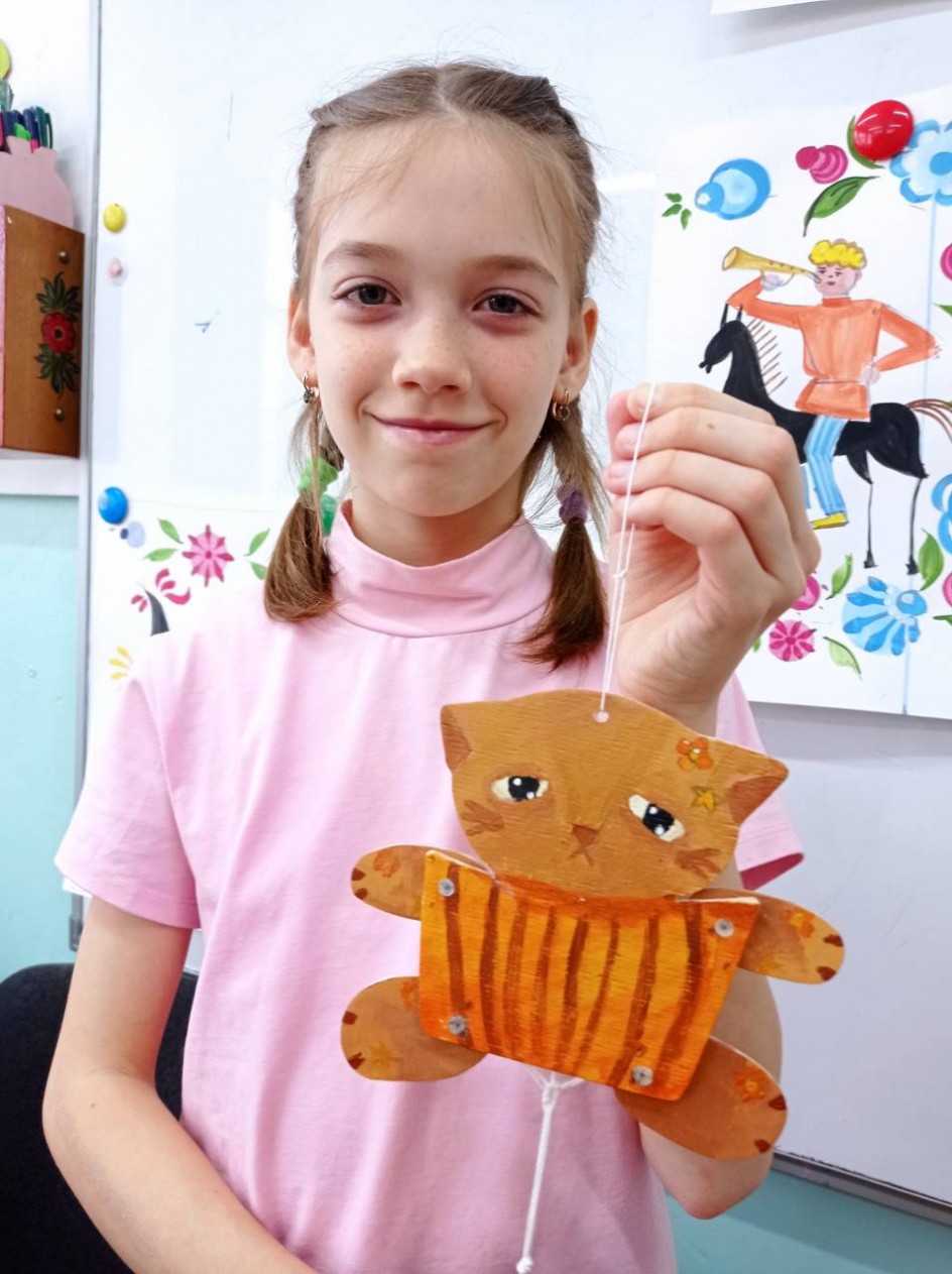 Грустный Котик. Игрушка- дергунчик