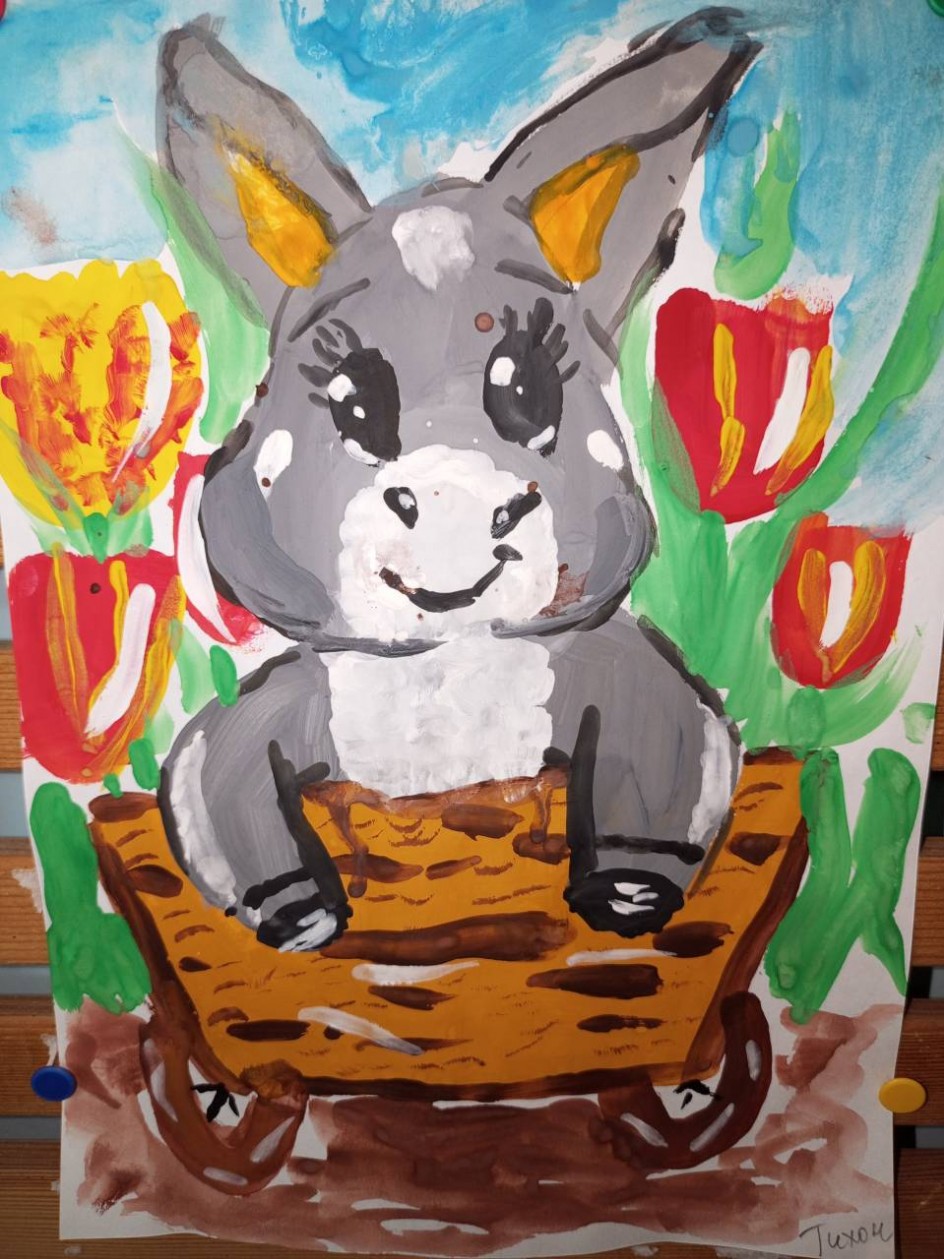 Ослик в цветах