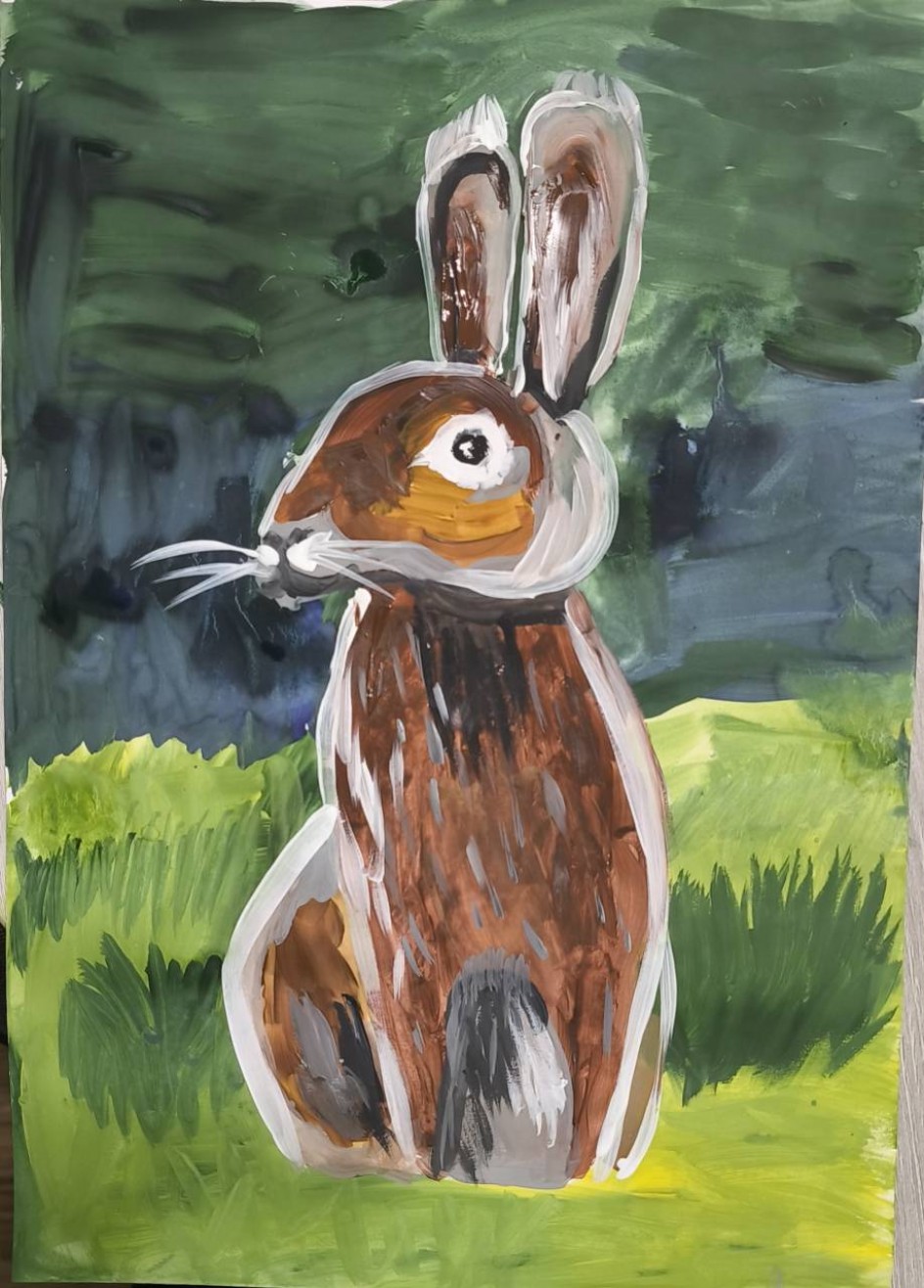 Любопытный зайчик