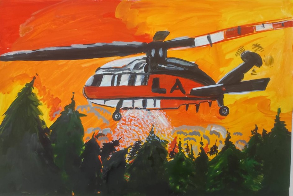 Борьба с пожаром в лесу.