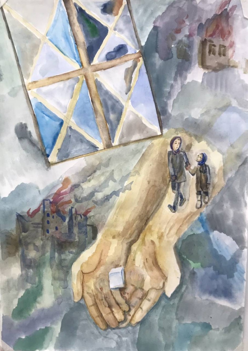 Кусочек сахара. Акварель.