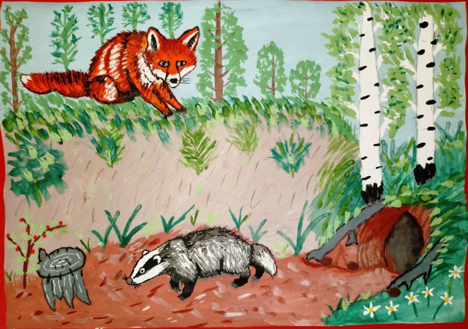 Лисица и барсук