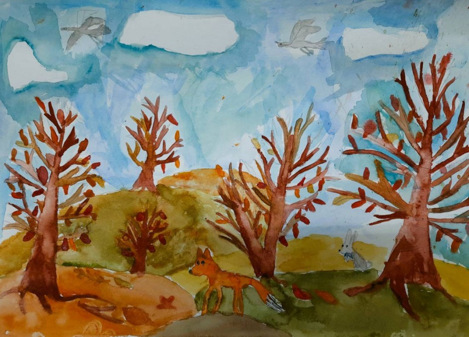 В осеннем лесу.