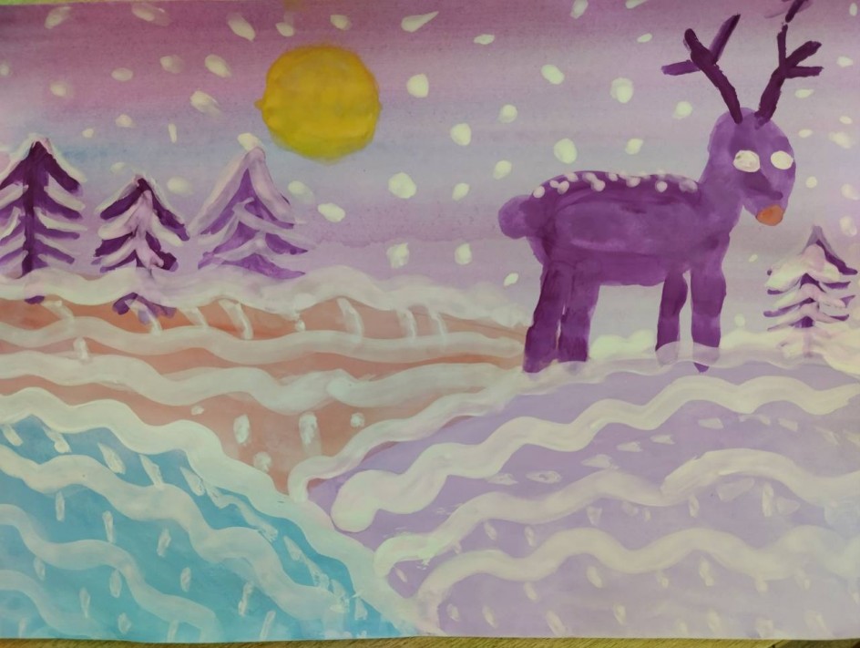 Сказочный олень в зимнем лесу