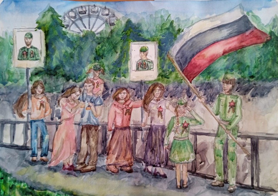 Семья на параде, в День Победы!