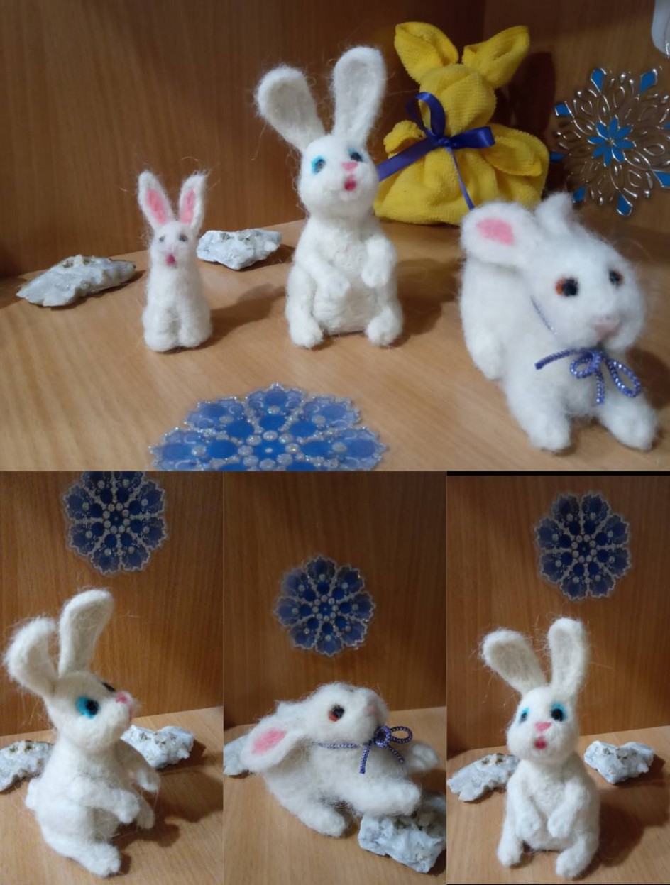 Зайки из шерсти
