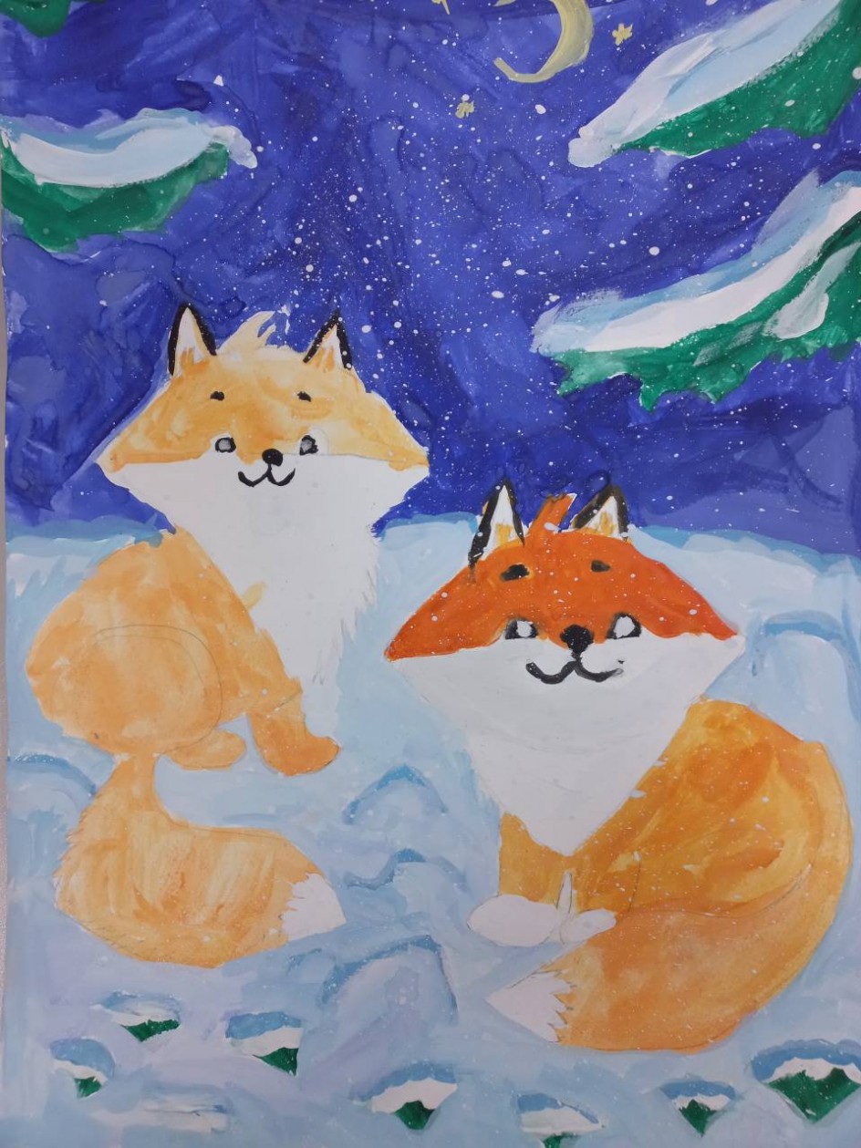 Лисята зимой