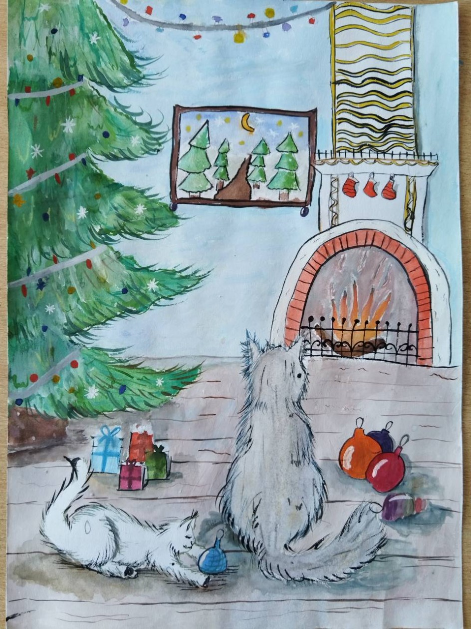 Кошечки у ёлки