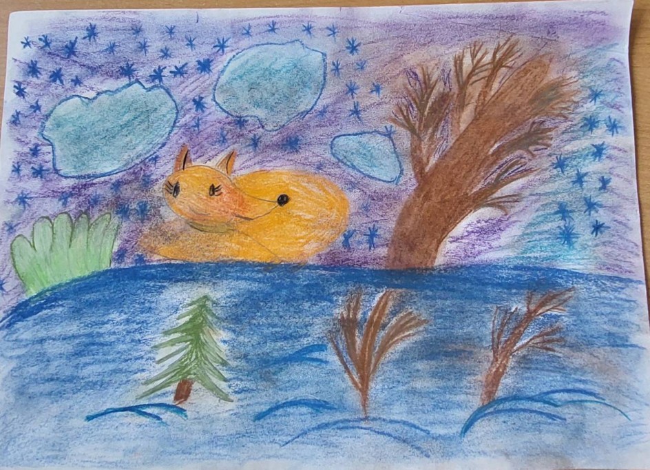 Лисичка в зимнем лесу