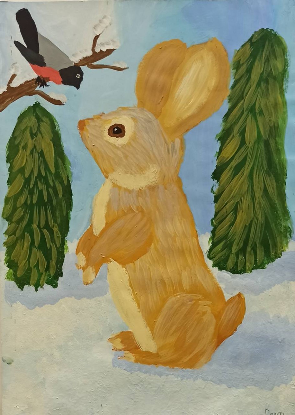 Зайчик и птичка