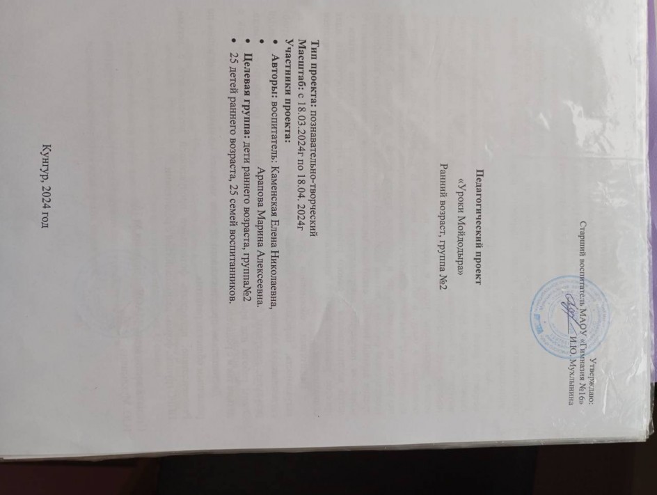 Педагогический проект "Уроки Мойдодыра"