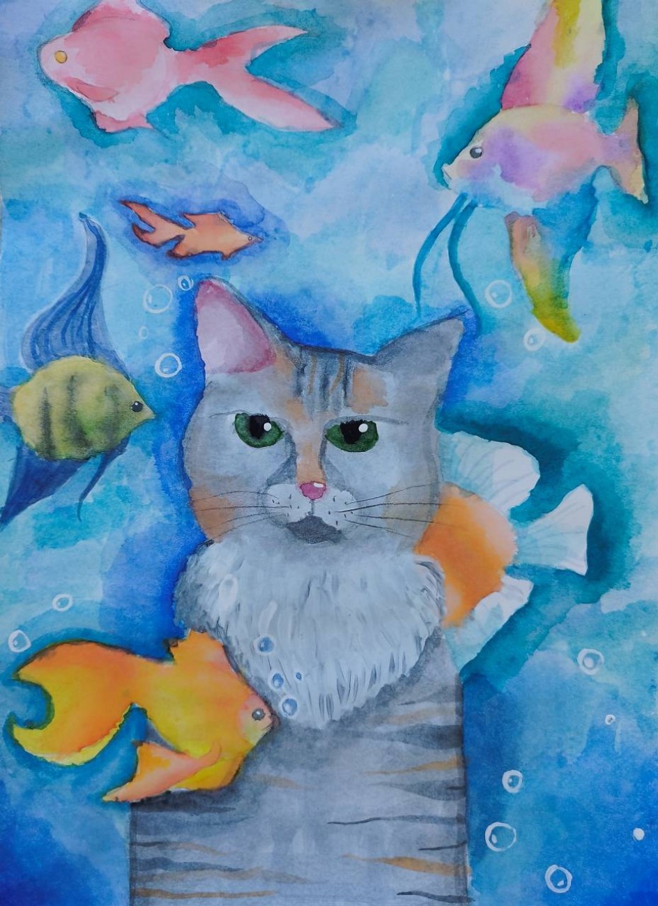 Кот и рыбки