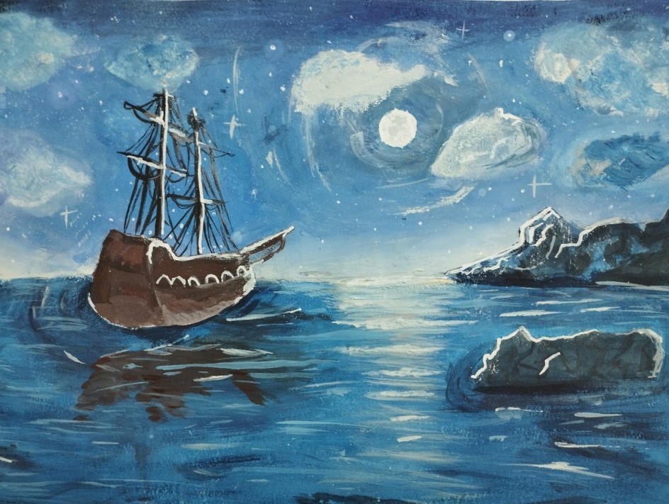 Лунная ночь в море