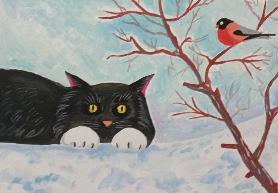 Котик зимой.