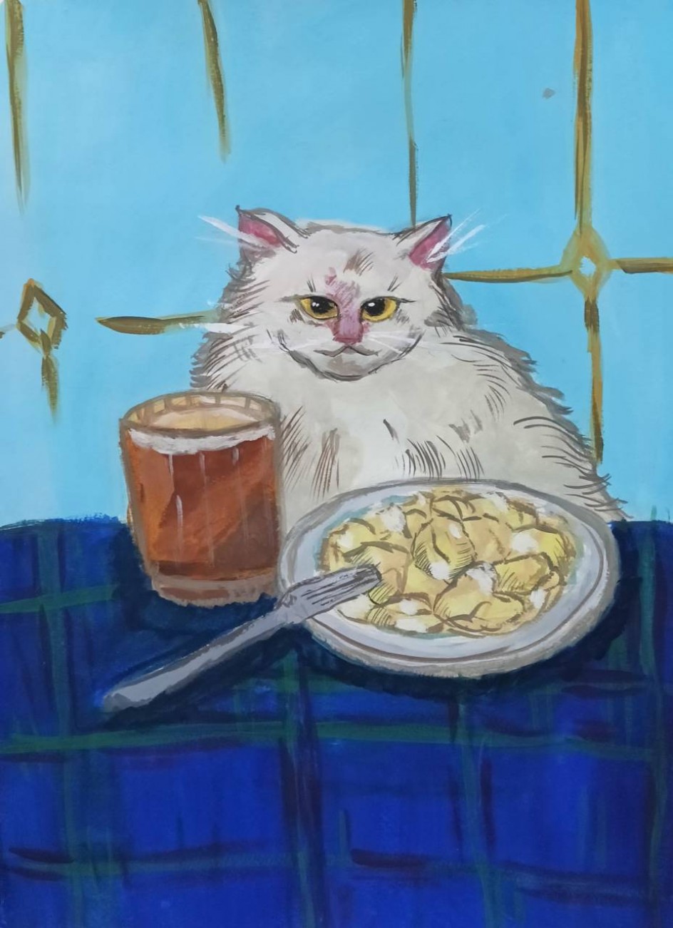 Кот и пельмени