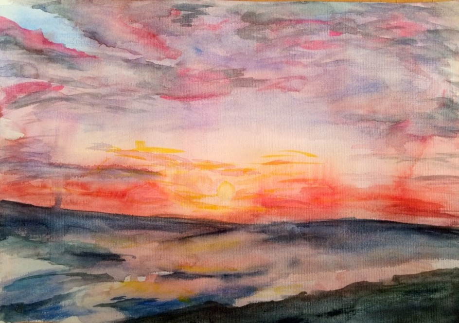закат в море